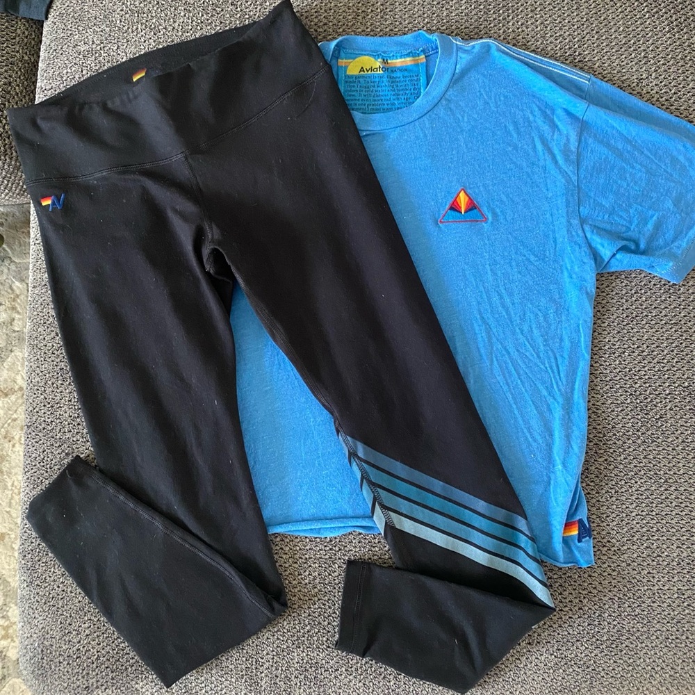 Aviator Nation tee & leggings, sz M